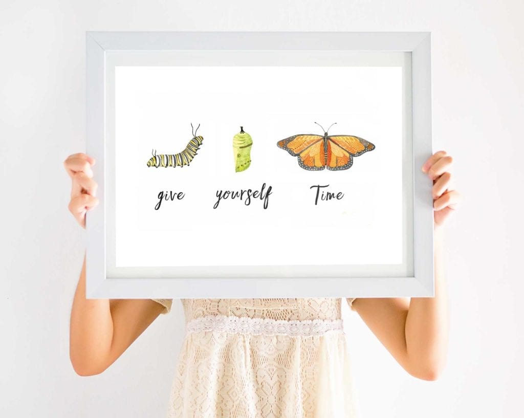 Give yourself time children's nature art work for bedrooms